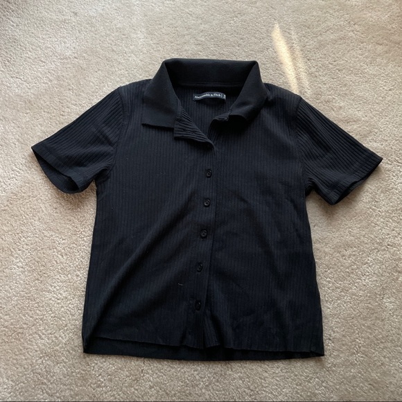 Abercrombie & Fitch black polo, ribbed tee (Size XS) - Picture 1 of 3